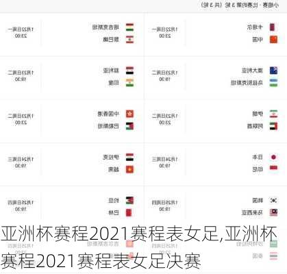 亚洲杯赛程2021赛程表女足,亚洲杯赛程2021赛程表女足决赛