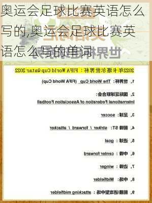 奥运会足球比赛英语怎么写的,奥运会足球比赛英语怎么写的单词