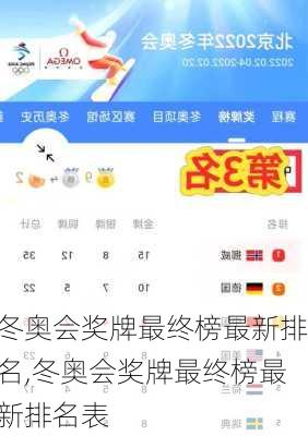 冬奥会奖牌最终榜最新排名,冬奥会奖牌最终榜最新排名表