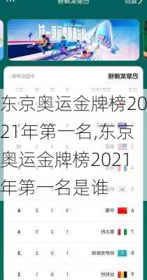 东京奥运金牌榜2021年第一名,东京奥运金牌榜2021年第一名是谁