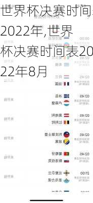 世界杯决赛时间表2022年,世界杯决赛时间表2022年8月