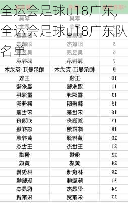 全运会足球u18广东,全运会足球u18广东队名单