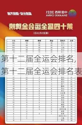 第十二届全运会排名,第十二届全运会排名表