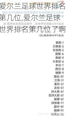 爱尔兰足球世界排名第几位,爱尔兰足球世界排名第几位了啊