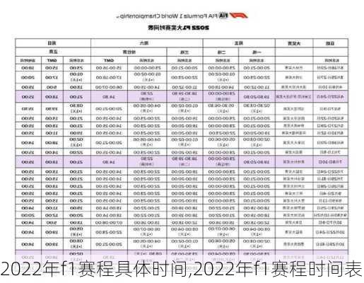 2022年f1赛程具体时间,2022年f1赛程时间表