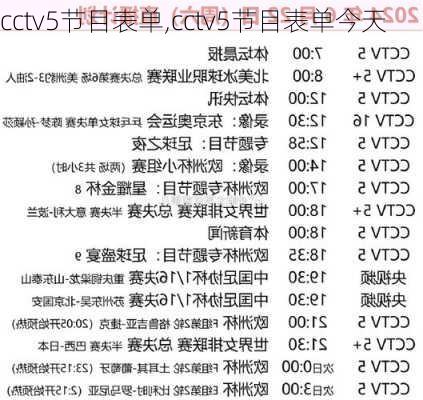 cctv5节目表单,cctv5节目表单今天