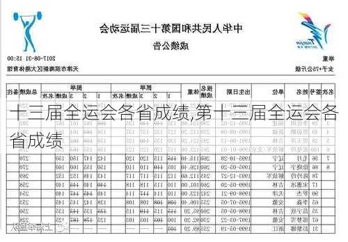 十三届全运会各省成绩,第十三届全运会各省成绩