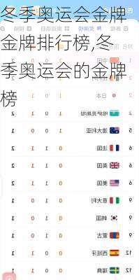 冬季奥运会金牌金牌排行榜,冬季奥运会的金牌榜