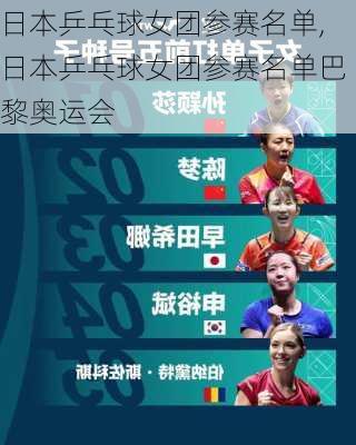 日本乒乓球女团参赛名单,日本乒乓球女团参赛名单巴黎奥运会