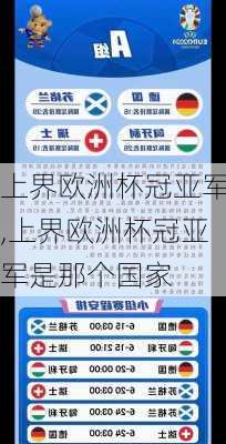 上界欧洲杯冠亚军,上界欧洲杯冠亚军是那个国家