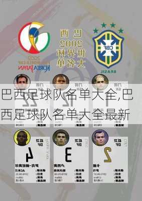 巴西足球队名单大全,巴西足球队名单大全最新