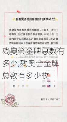 残奥会金牌总数有多少,残奥会金牌总数有多少枚