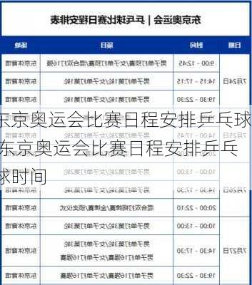 东京奥运会比赛日程安排乒乓球,东京奥运会比赛日程安排乒乓球时间