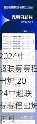 2024中超联赛赛程出炉,2024中超联赛赛程出炉时间