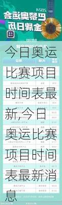 今日奥运比赛项目时间表最新,今日奥运比赛项目时间表最新消息