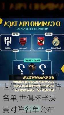 世俱杯半决赛对阵名单,世俱杯半决赛对阵名单公布