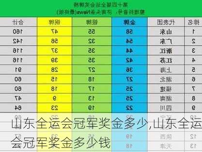 山东全运会冠军奖金多少,山东全运会冠军奖金多少钱