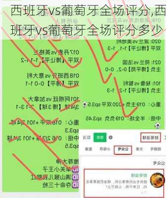 西班牙vs葡萄牙全场评分,西班牙vs葡萄牙全场评分多少