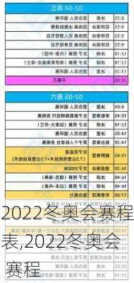 2022冬奥会赛程表,2022冬奥会 赛程