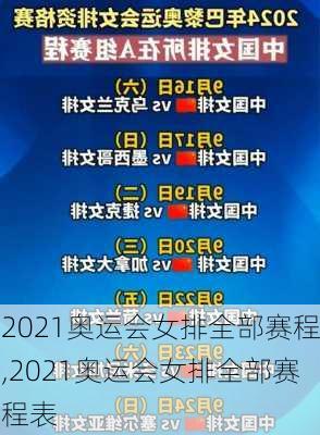 2021奥运会女排全部赛程,2021奥运会女排全部赛程表