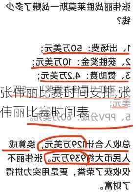 张伟丽比赛时间安排,张伟丽比赛时间表