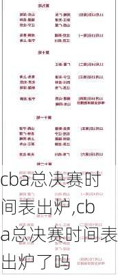 cba总决赛时间表出炉,cba总决赛时间表出炉了吗