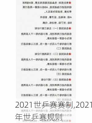 2021世乒赛赛制,2021年世乒赛规则