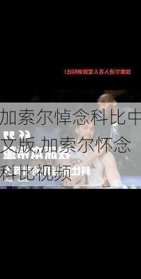 加索尔悼念科比中文版,加索尔怀念科比视频