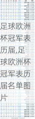 足球欧洲杯冠军表历届,足球欧洲杯冠军表历届名单图片
