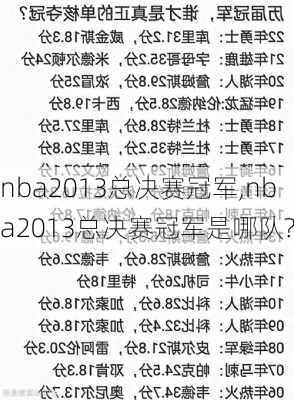 nba2013总决赛冠军,nba2013总决赛冠军是哪队?