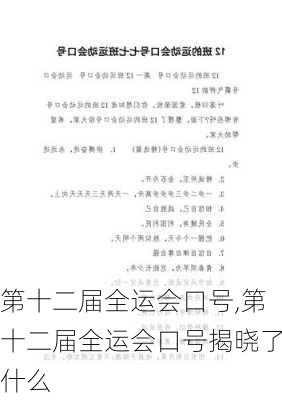 第十二届全运会口号,第十二届全运会口号揭晓了什么