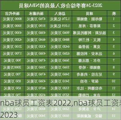 nba球员工资表2022,nba球员工资表2023