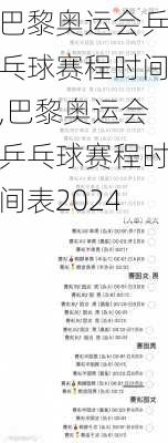 巴黎奥运会乒乓球赛程时间,巴黎奥运会乒乓球赛程时间表2024