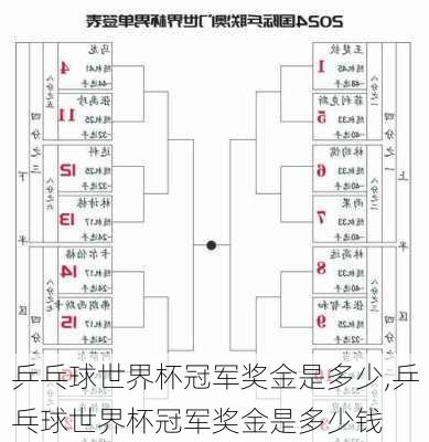 乒乓球世界杯冠军奖金是多少,乒乓球世界杯冠军奖金是多少钱