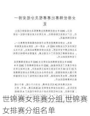 世锦赛女排赛分组,世锦赛女排赛分组名单