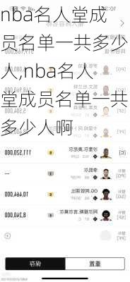 nba名人堂成员名单一共多少人,nba名人堂成员名单一共多少人啊