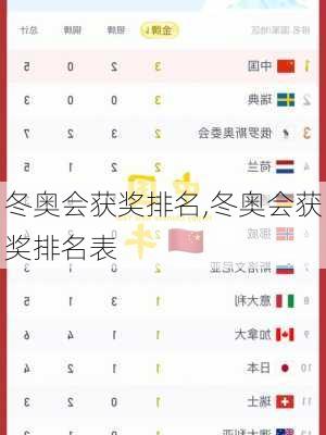 冬奥会获奖排名,冬奥会获奖排名表