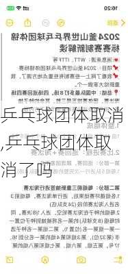 乒乓球团体取消,乒乓球团体取消了吗
