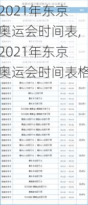 2021年东京奥运会时间表,2021年东京奥运会时间表格
