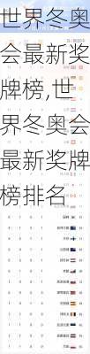 世界冬奥会最新奖牌榜,世界冬奥会最新奖牌榜排名