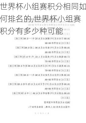 世界杯小组赛积分相同如何排名的,世界杯小组赛积分有多少种可能