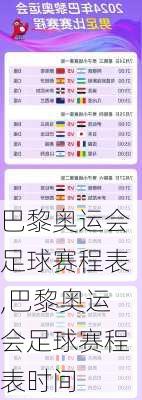 巴黎奥运会足球赛程表,巴黎奥运会足球赛程表时间
