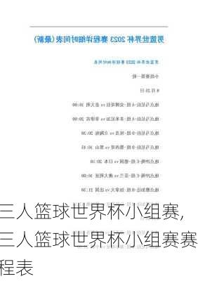 三人篮球世界杯小组赛,三人篮球世界杯小组赛赛程表