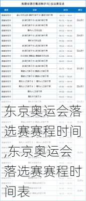 东京奥运会落选赛赛程时间,东京奥运会落选赛赛程时间表