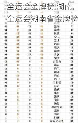 全运会金牌榜 湖南,全运会湖南省金牌榜
