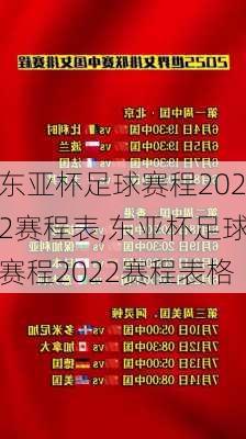 东亚杯足球赛程2022赛程表,东亚杯足球赛程2022赛程表格
