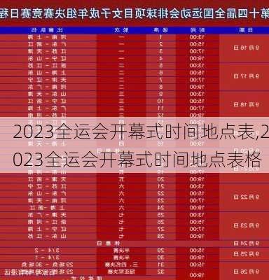 2023全运会开幕式时间地点表,2023全运会开幕式时间地点表格