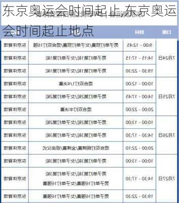 东京奥运会时间起止,东京奥运会时间起止地点