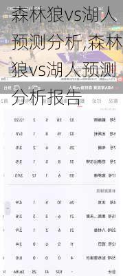 森林狼vs湖人预测分析,森林狼vs湖人预测分析报告