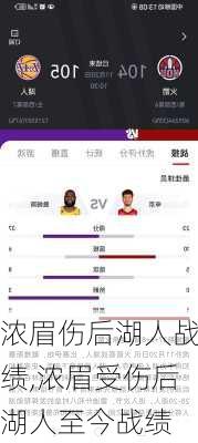 浓眉伤后湖人战绩,浓眉受伤后湖人至今战绩